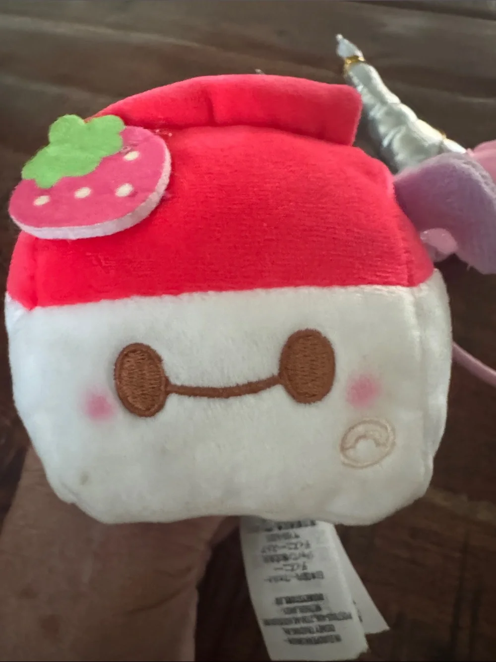 Disney Pink Unicorn Headband with Silver Horn and Red Strawberry Plush
